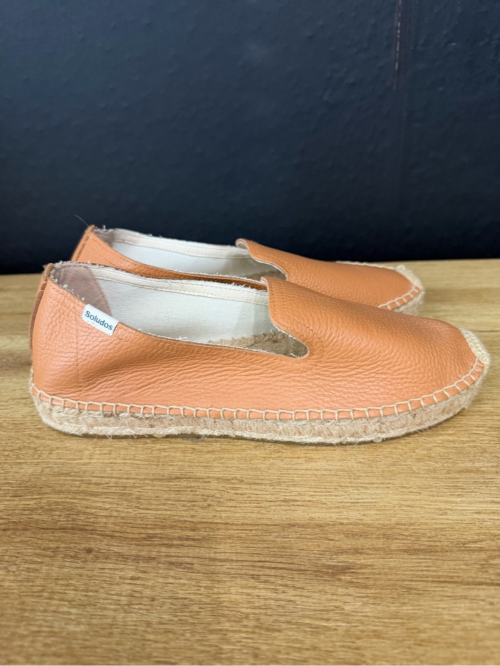 Soludos Kids Tan-Orange Leather Slip-On Espadrilles